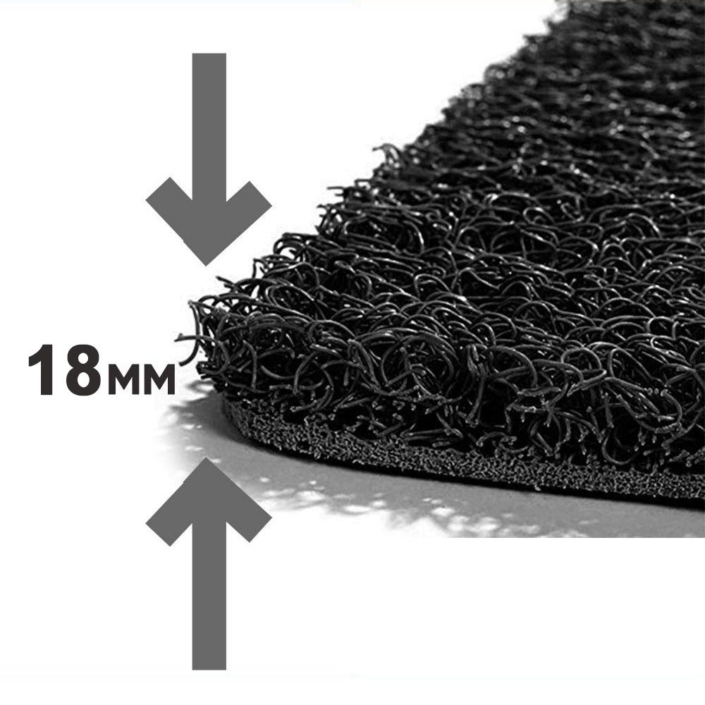 Oshotto Anti Skid Curly Noodle Grass 18mm Car Foot/Floor Mats for All Cars (Set of 5, Black)