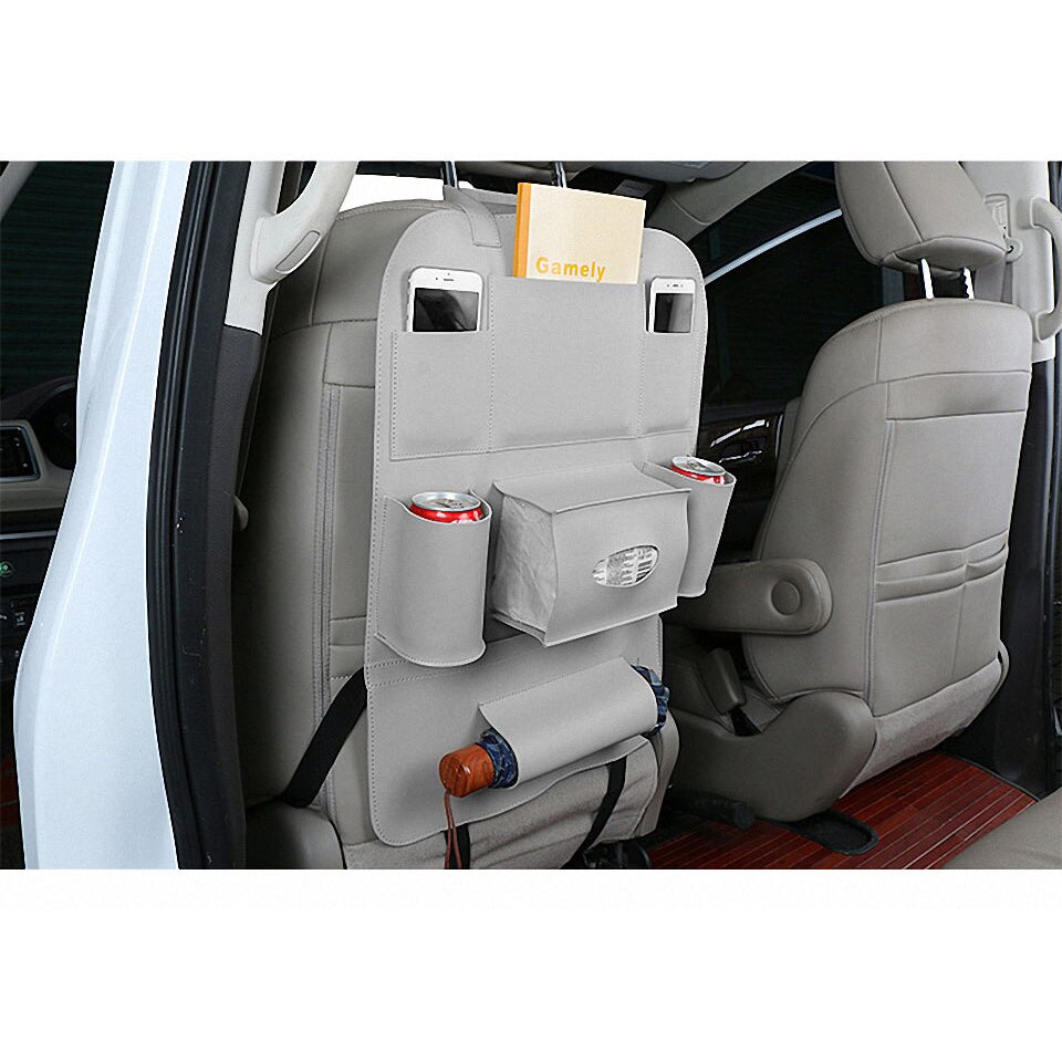 Oshotto Car Backseat Storage Organizer Phone Holder,Multi-Pocket for Bottles, Tissue Boxes,Kids Toy Storage and Great Travel Accessory for All Cars (Dark Grey)
