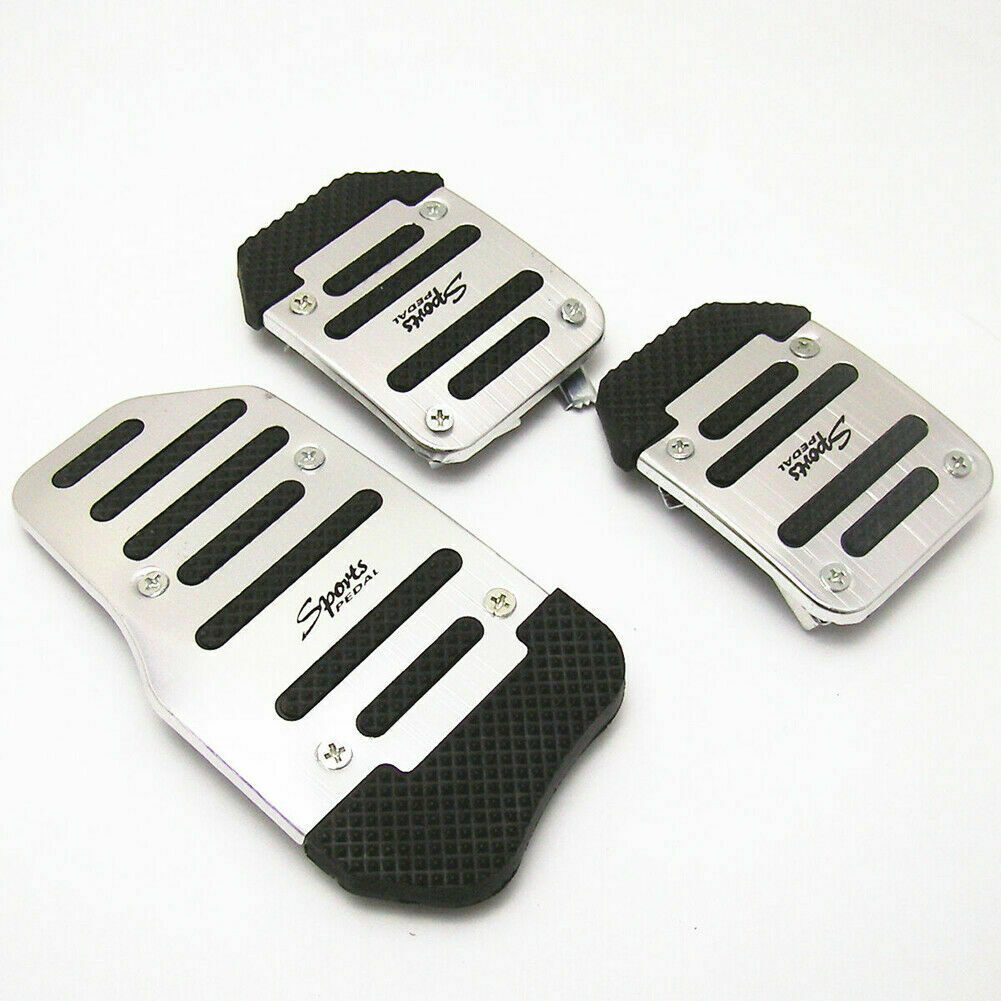 Oshotto 3 Pcs Non-Slip Manual CS-373 Car Pedals Kit Sports Pad Covers Set for All Cars (Silver)