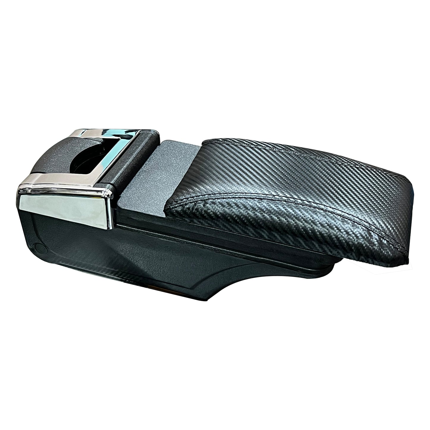 Oshotto PU Leather AR-03 Carbon Fiber Finish Car Armrest Console Box for All Cars (Black)