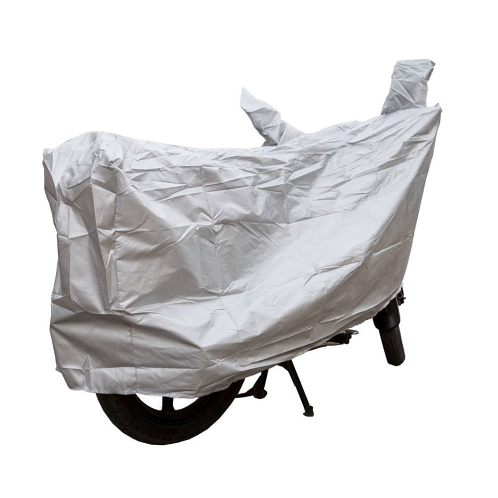 Oshotto Dust Proof Water Resistant Double Mirror Pocket Silvertech Universal Bike Body Cover (Silver)