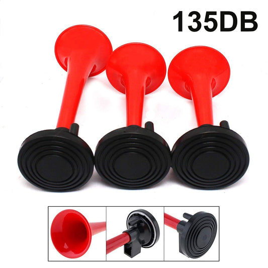 Oshotto 3 Pipe Air Pressure Horn for Cars, Trucks, Boats, ATVS & Heavy Vehicles (Red)
