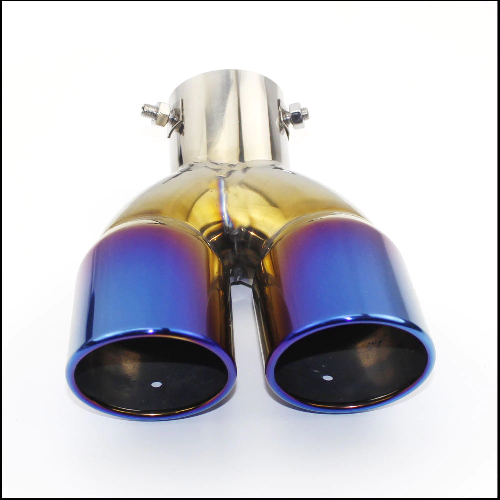 Oshotto Stainless Steel Dual Pipe SS-012 Car Exhaust Muffler Silencer Cover (Multicolor)