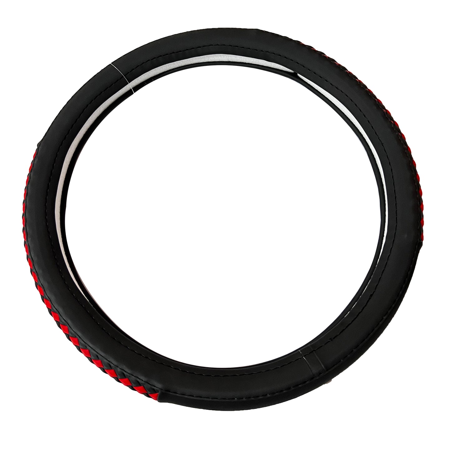 Oshotto SC-16 Fiber Leather Car Steering Cover For All Cars (Black, Red)
