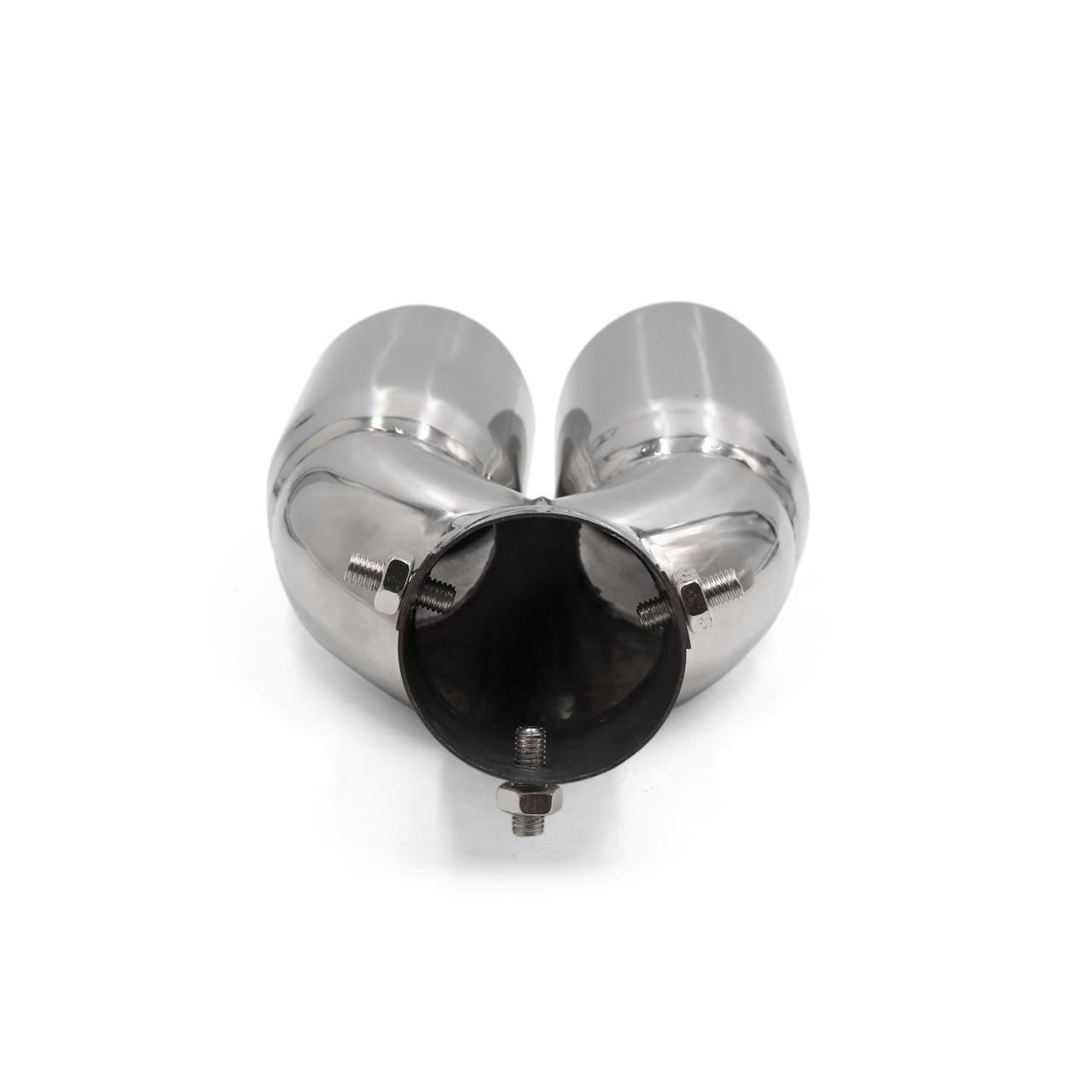 Oshotto Stainless Steel Dual Pipe SS-011 Car Exhaust Muffler Silencer Cover Universal for All Cars (Chrome)