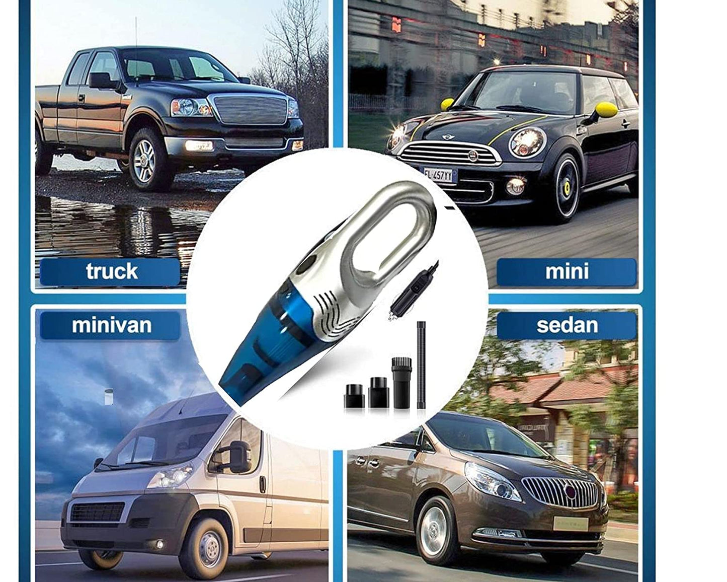 Oshotto 3500PA 12V (OSHO-VC-03) 100W Portable Car Vacuum Cleaner for All Cars (Silver)