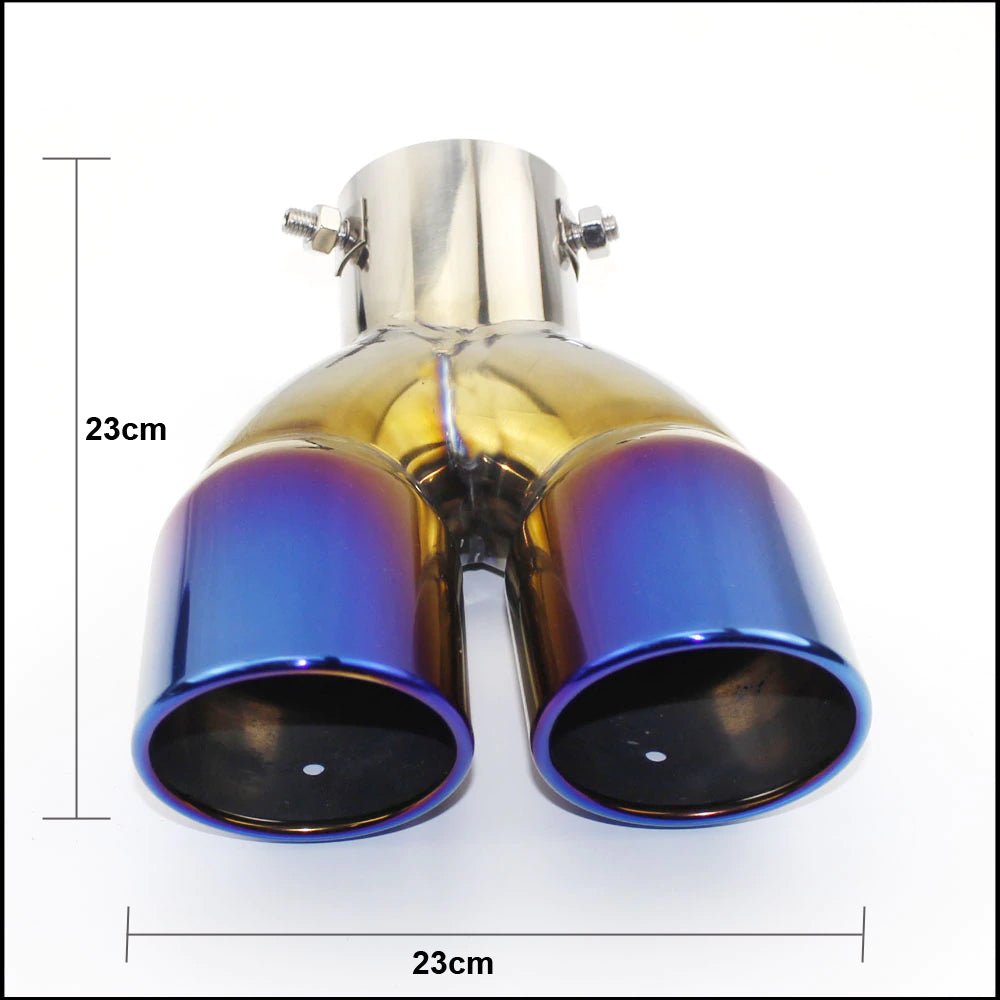 Oshotto Stainless Steel Dual Pipe SS-012 Car Exhaust Muffler Silencer Cover (Multicolor)