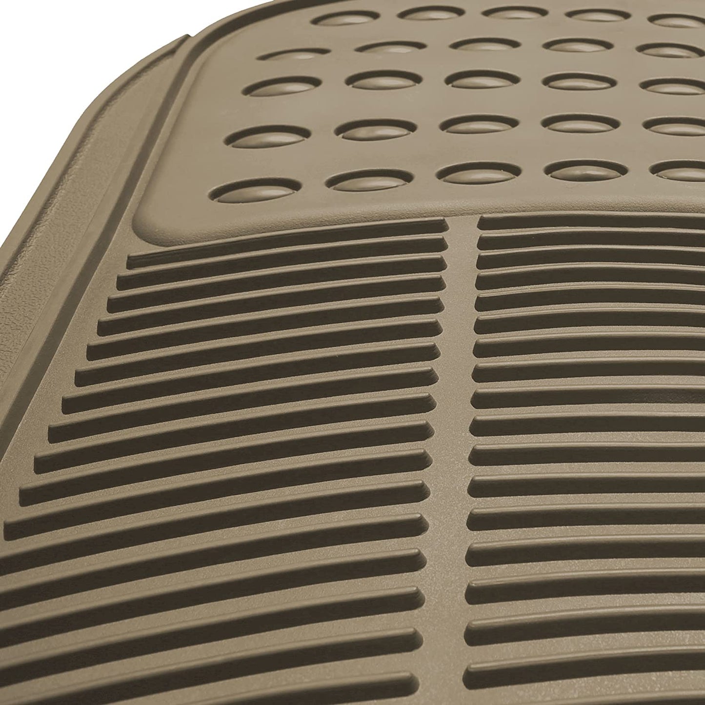 Oshotto Anti Skid Rubber Car Foot Mat for All Cars (Set of 4, Beige)