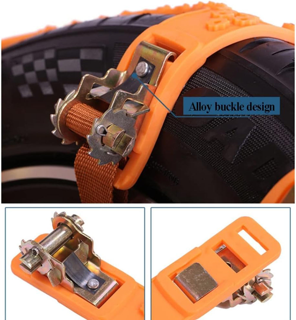 Oshotto Snow Chain Set for Tyre Anti Skid durable in Rough Terran/Mountain All Cars Tires (Orange, 6 Pcs set)