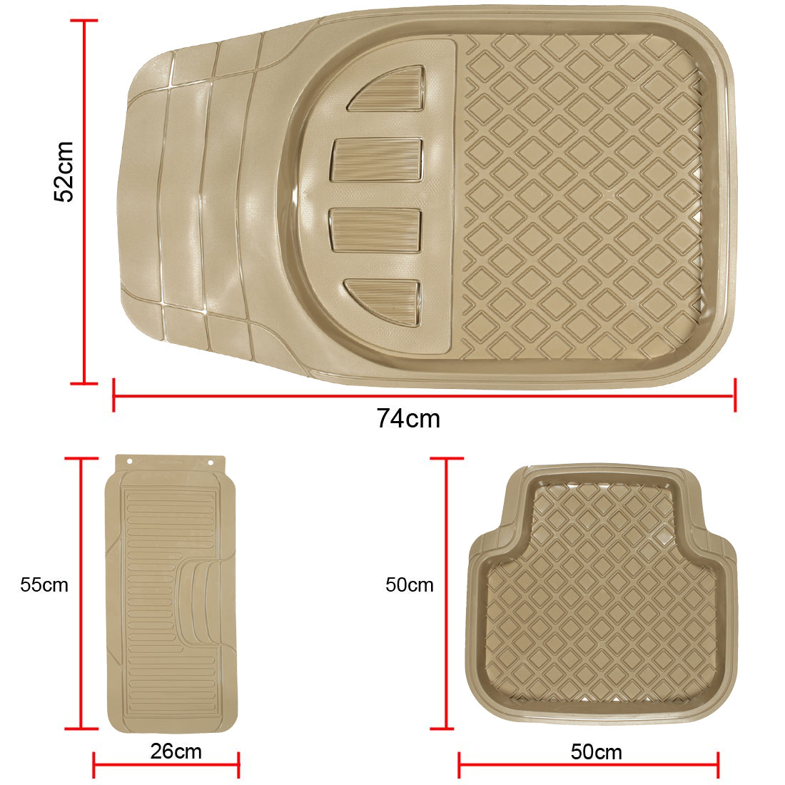 Oshotto Anti Skid Rubber Car Tray Foot Mat for All Car Trays (Set of 5, Beige)