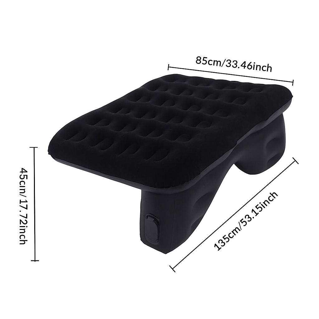 Oshotto Self-Inflating Car Air Mattress with Built-in Electric Pump – Portable Inflatable Travel Bed for Back Seat, Camping & Road Trips – Fast Inflation, Durable & Comfortable (Black)