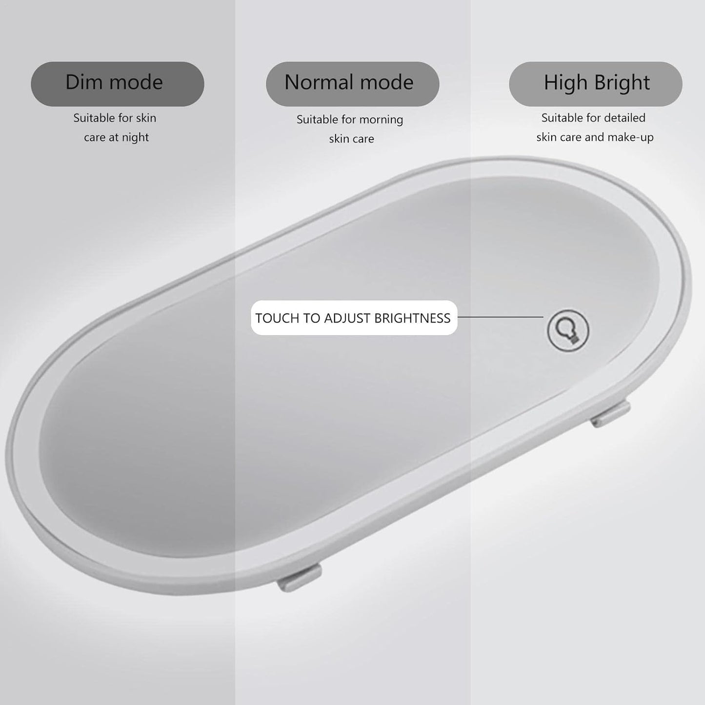 Oshotto Car Visor Vanity Mirror With Dimmable LED Lights Car Cosmetic Mirror With Built-in Battery Rechargeable Battery For All Cars (White)