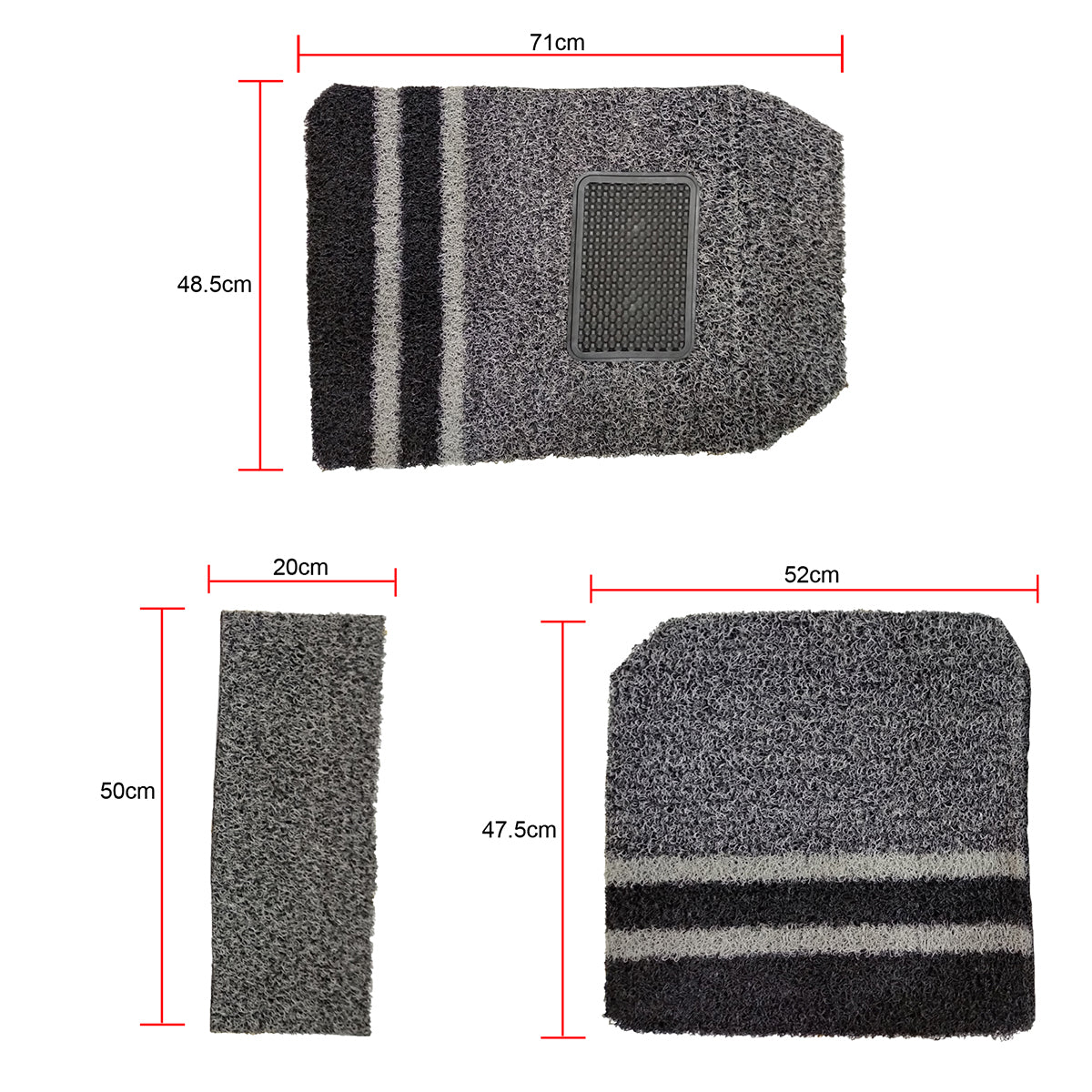 Oshotto Anti Skid Curly Noodle Grass 18mm Car Foot/Floor Mats for All Cars (Set of 5, Black,Grey)