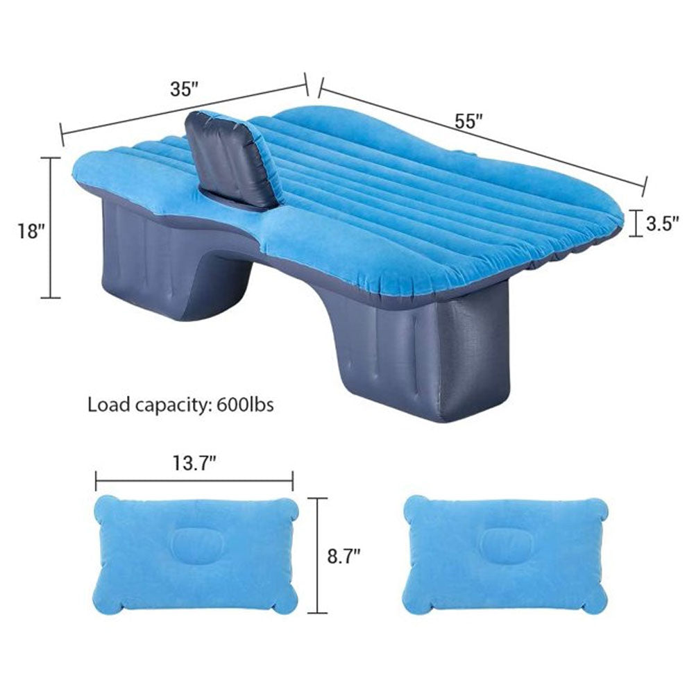 Oshotto Multifunctional Car Travel Inflatable Bed Mattress with Two Air Pillows, Car Air Pump and Repair kit for All Cars (Blue)