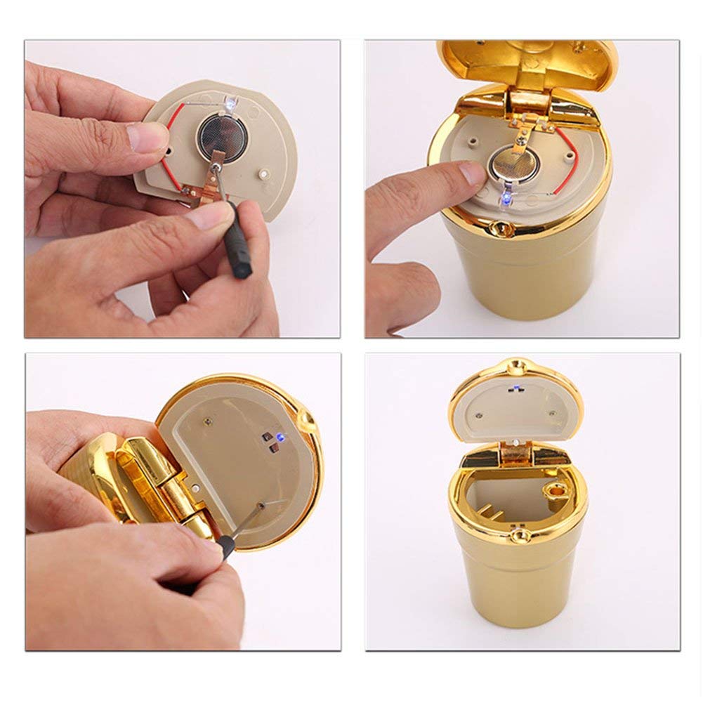 Oshotto Premium Fire Proof C28 Car Ashtray with Stainless Steel Frame (Golden)