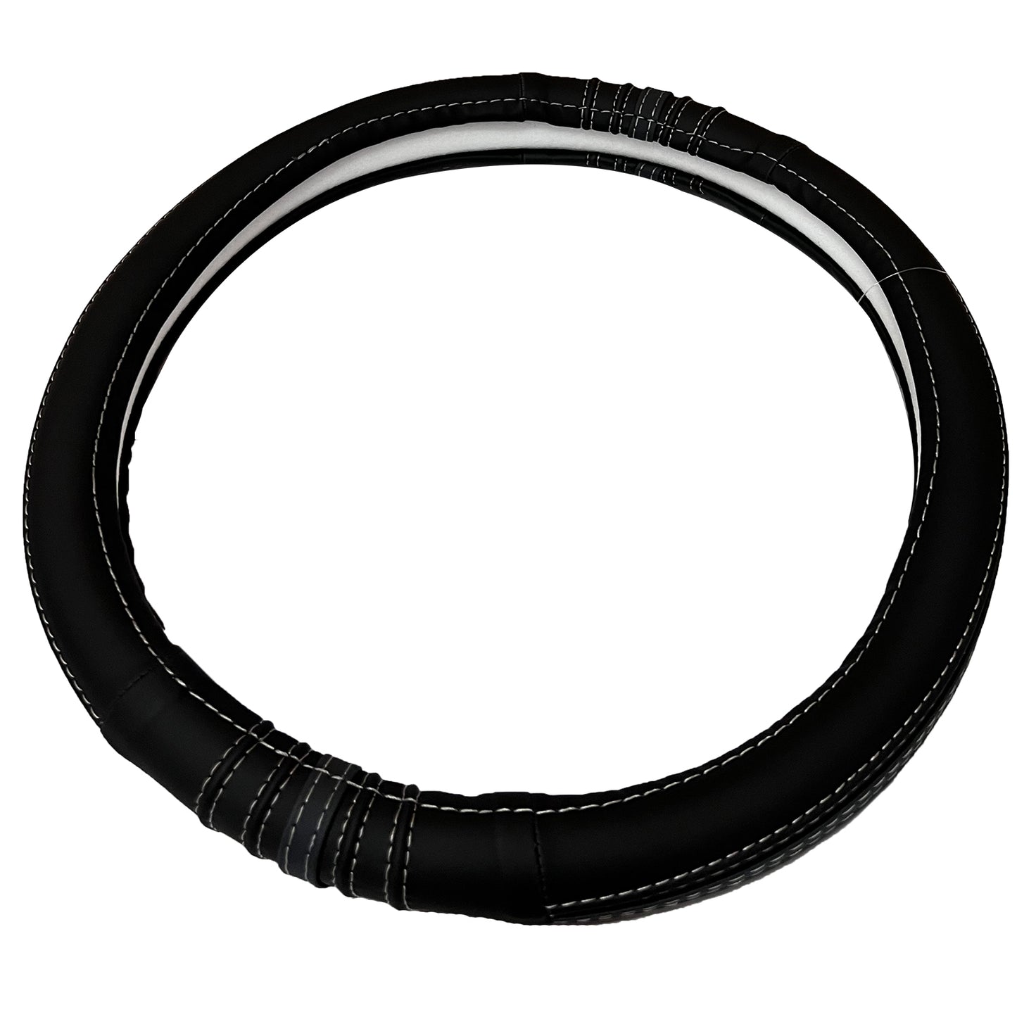 Oshotto SC-18 Fiber Leather Car Steering Cover For All Cars (Black, Grey)