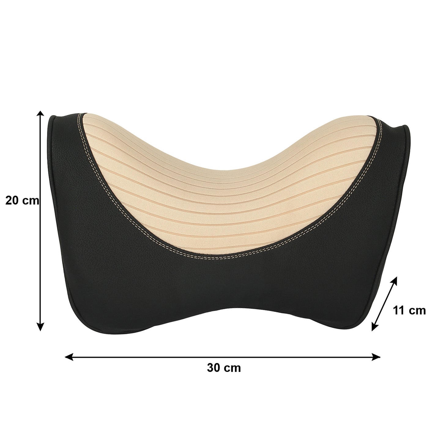 Oshotto Memory Foam (NR-07) Car Neck Rest, Neck Support for All Cars (Black, Beige)