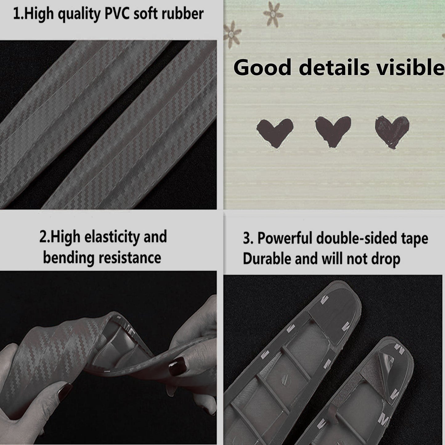 Oshotto (BP-03) Car Black Rubber Bumper Protector/Corner Molding for All Cars -(Set of 4 pcs)