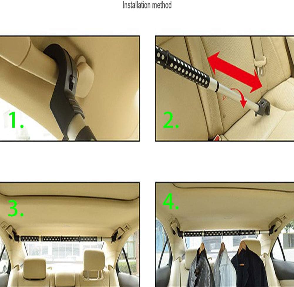 Oshotto Car Telescopic Clothes Hanger Bar, Car Clothes Rod Bar, Heavy-Duty Non-Slip Rubber Clothes Bar for All Cars