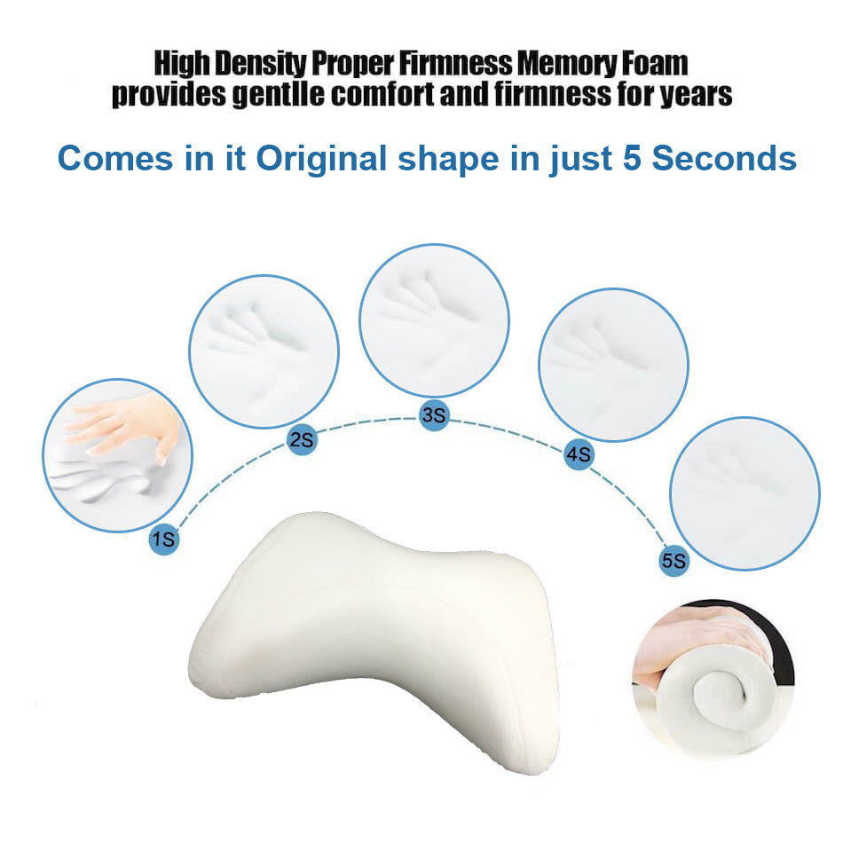 Oshotto Memory Foam (NR-07) Car Neck Rest, Neck Support for All Cars (Black, Beige)