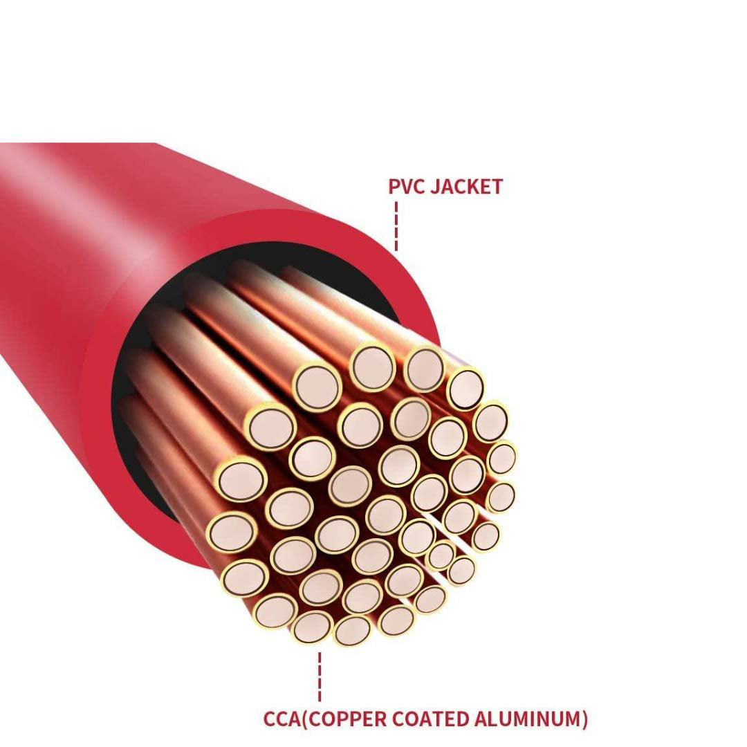 Oshotto 500 AMP Tangle Free Jumper Cable with Copper Aligator Clamps (2 Meter / 6 Feet)