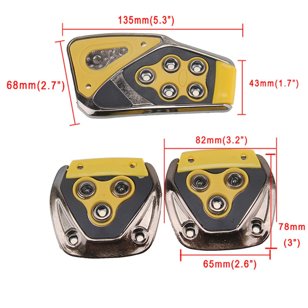 Oshotto 3 Pcs Non-Slip Manual CS-375 Car Pedals kit Pad Covers Set for All Cars (Yellow)