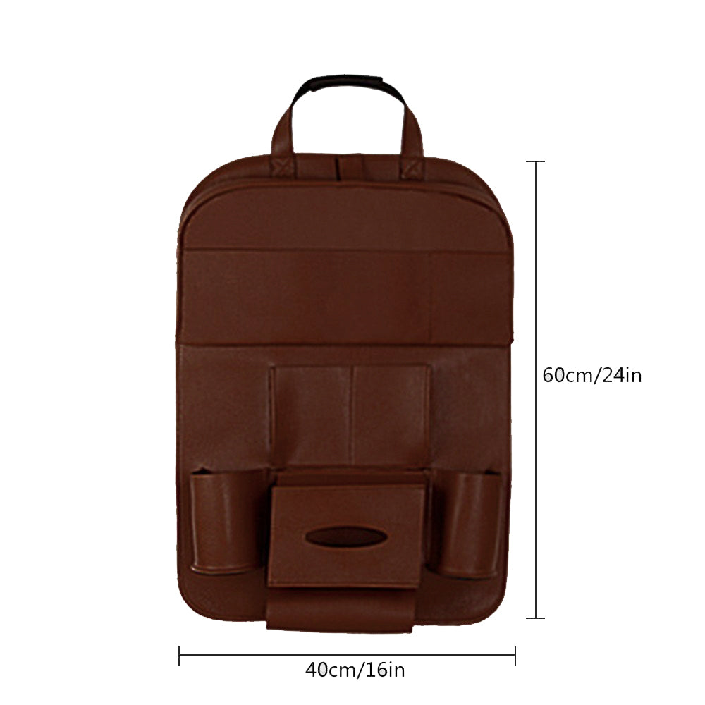 Oshotto Car Backseat Storage Organizer Phone Holder,Multi-Pocket for Bottles, Tissue Boxes,Kids Toy Storage and Great Travel Accessory for All Cars (Brown)