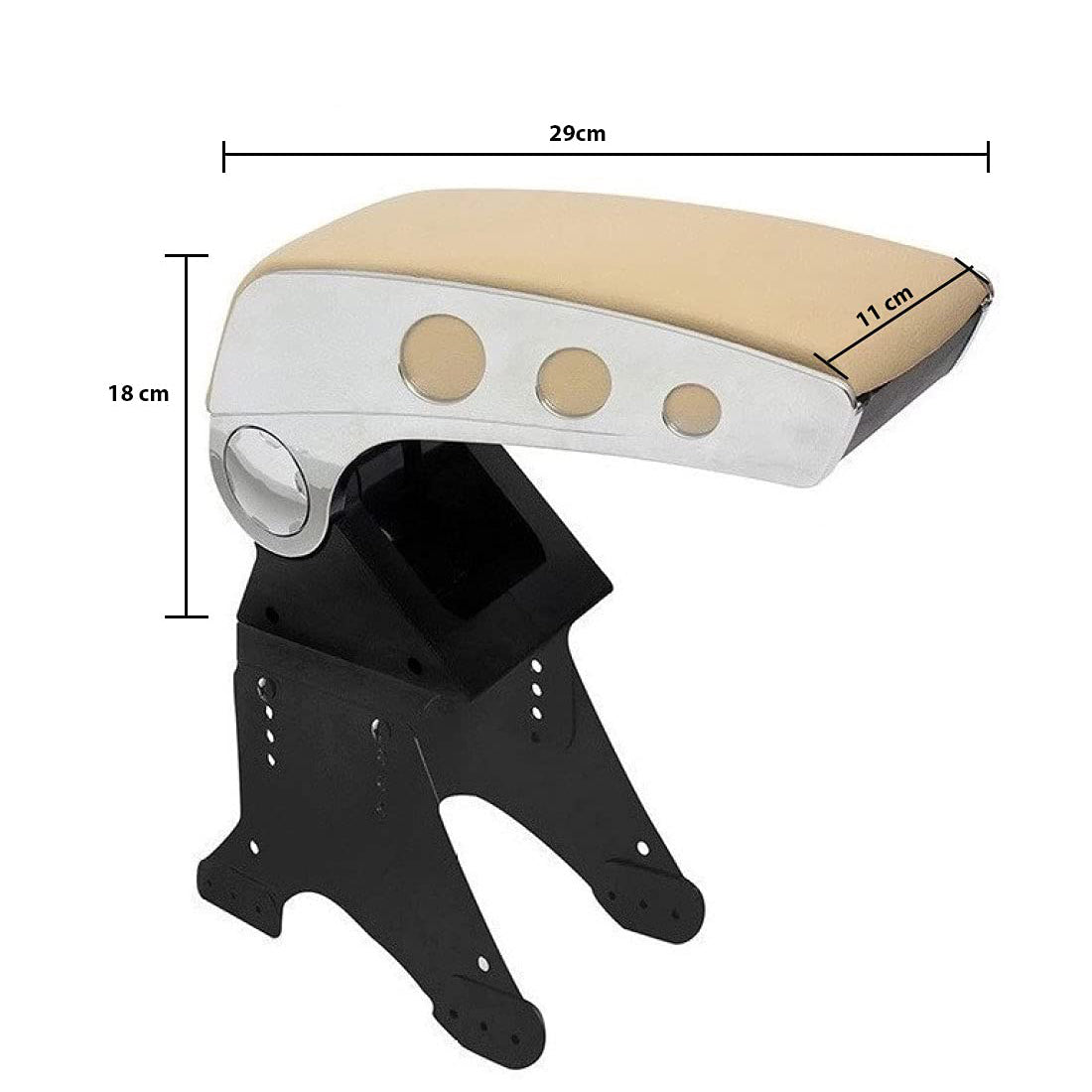 Oshotto Dual Tone Car Armrest Console Beige & Chrome Universal for All Cars
