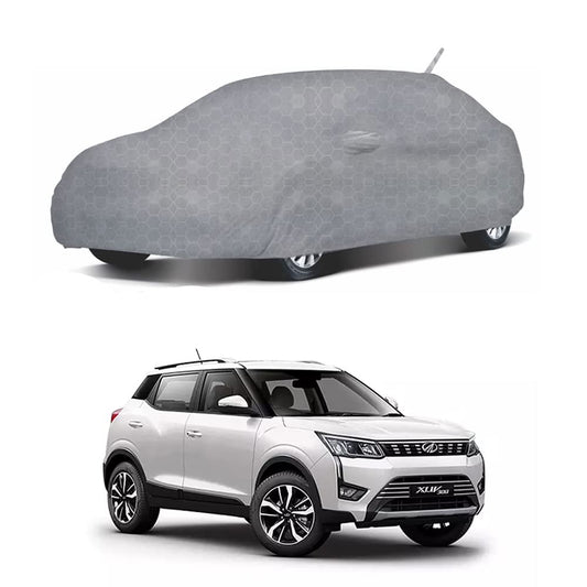 Oshotto 100% Dust Proof, Water Resistant Grey Car Body Cover with Mirror & Antenna Pocket For Mahindra Xuv 300