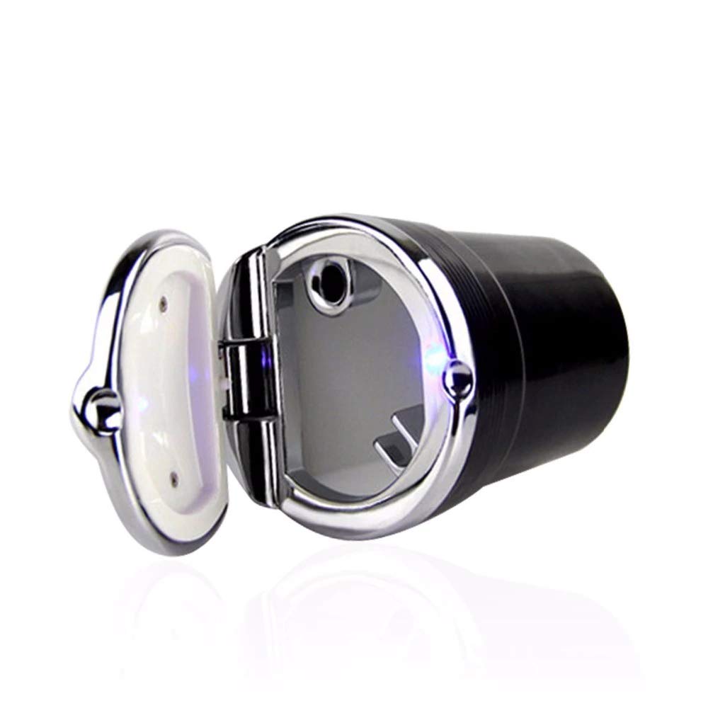 Oshotto Premium Fire Proof Chrome Cover Car Ashtray with Stainless Steel Frame (Chrome Black)