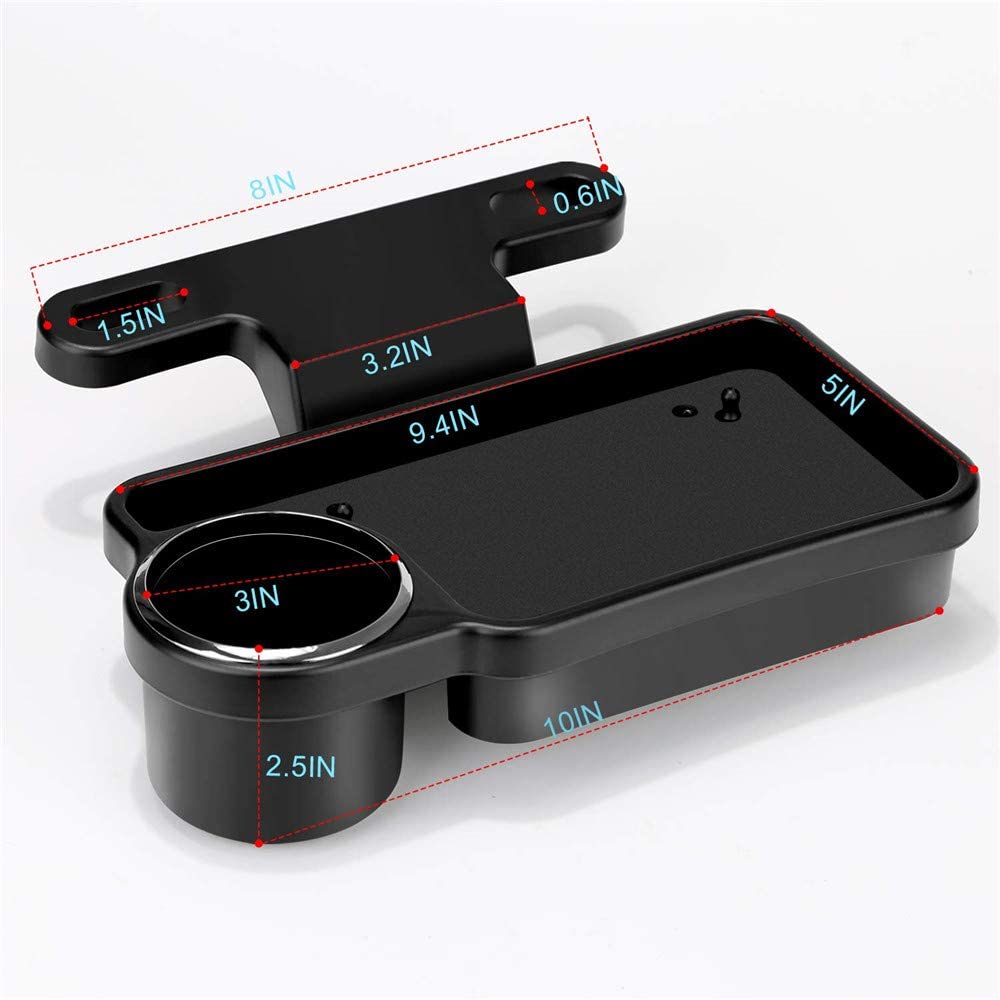 Oshotto (FT-04) Foldable Car Auto Headrest Rear Back Seat Table Drink Food Cup Tray Holder (Black)