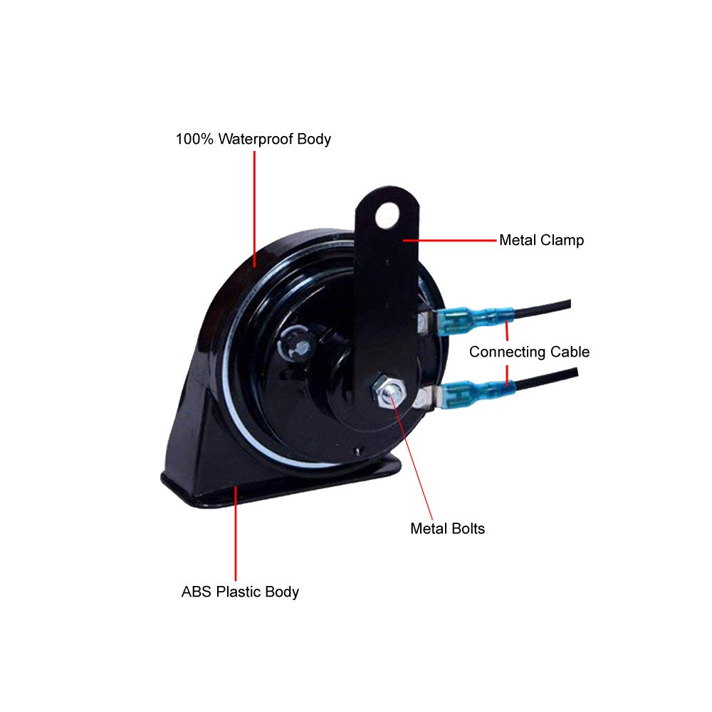Oshotto 12V Car Horn- Trumpet/Pow-Pow/Volkswagon Sound 2Pc Set(Low + High)