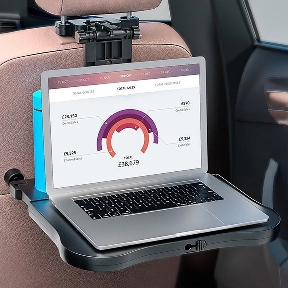 Oshotto (FT-01) Car Back Seat Food Dining & Laptop Tray with Portable Organizer & 360 Degree Rotating Phone/Tablet Holder For All Cars