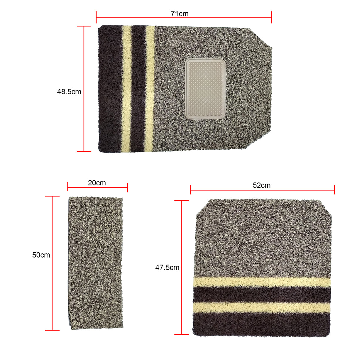 Oshotto Anti Skid Curly Noodle Grass 18mm Car Foot/Floor Mats for All Cars (Set of 5, Beige,Brown)