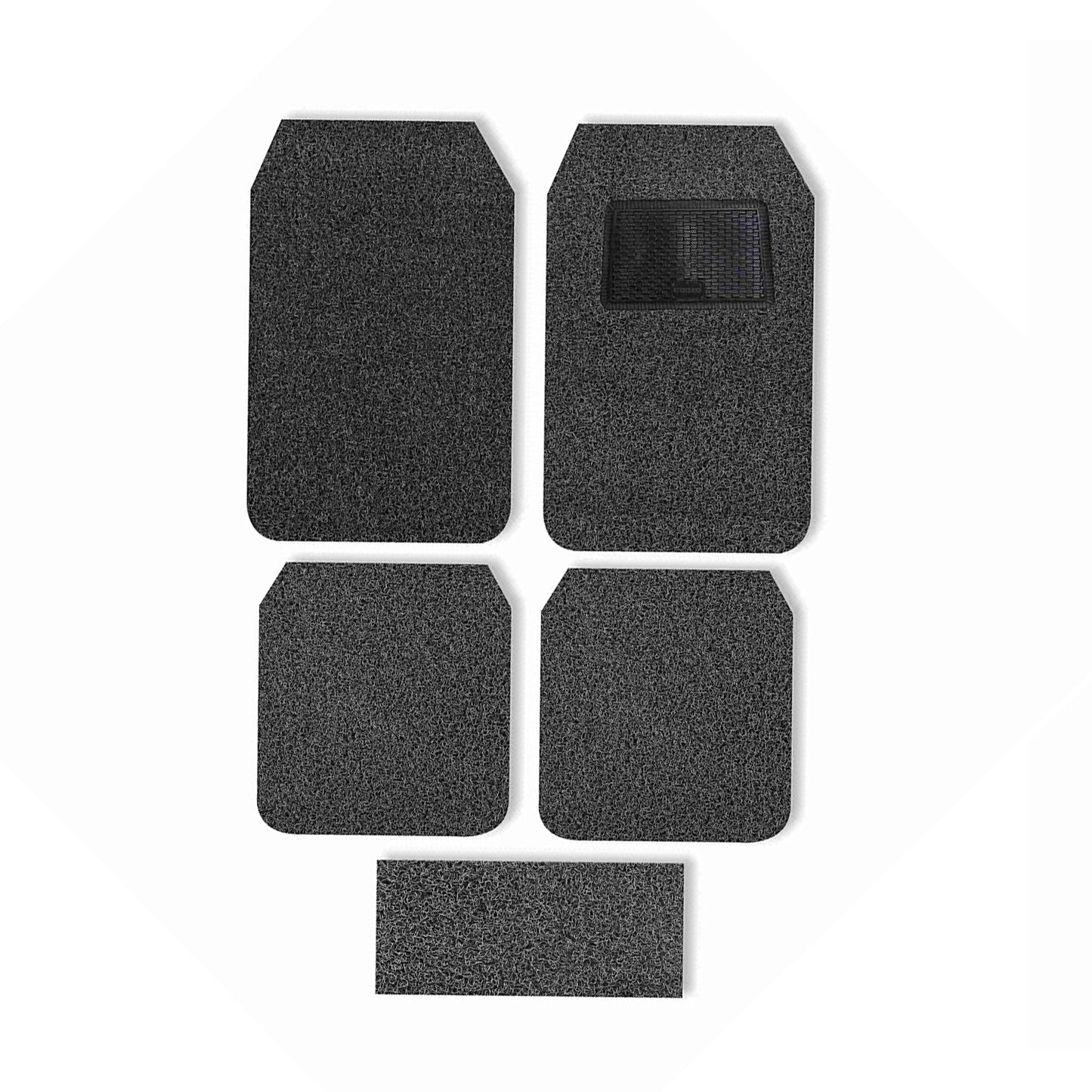 Oshotto Anti Skid Curly Noodle Grass 18mm Car Foot/Floor Mats for All Cars (Set of 5, Black)