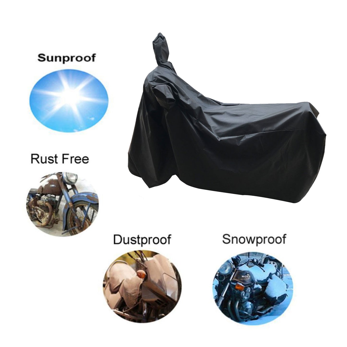 Oshotto Dust and Water Proof Double Mirror Pocket Leatherite Bike Body Cover for All Bikes (Black)