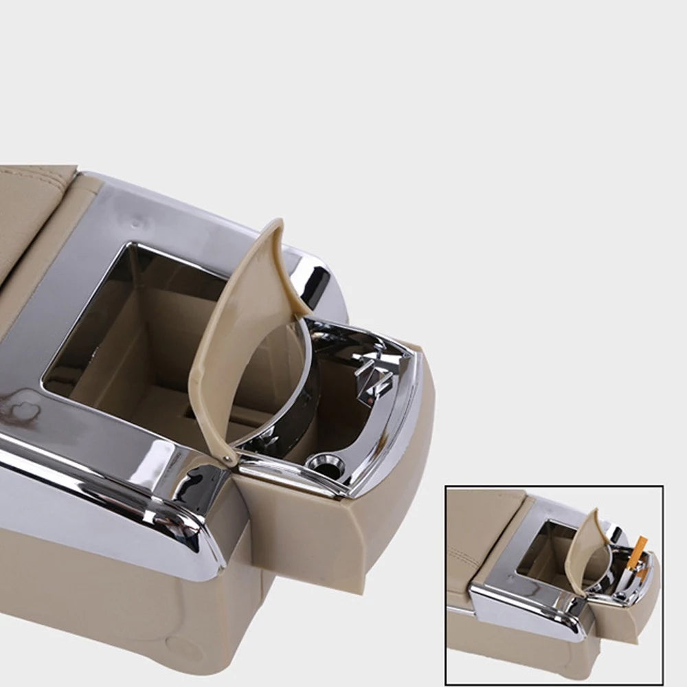 Oshotto PU Leather AR-01 Car Armrest Console Box For All Cars - Beige
