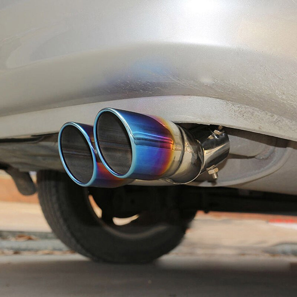 Oshotto Stainless Steel Dual Pipe SS-012 Car Exhaust Muffler Silencer Cover (Multicolor)