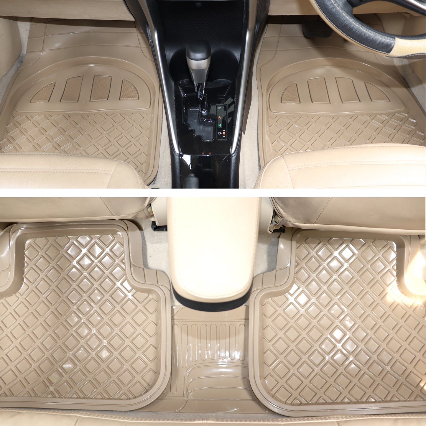 Oshotto Anti Skid Rubber Car Tray Foot Mat for All Car Trays (Set of 5, Beige)