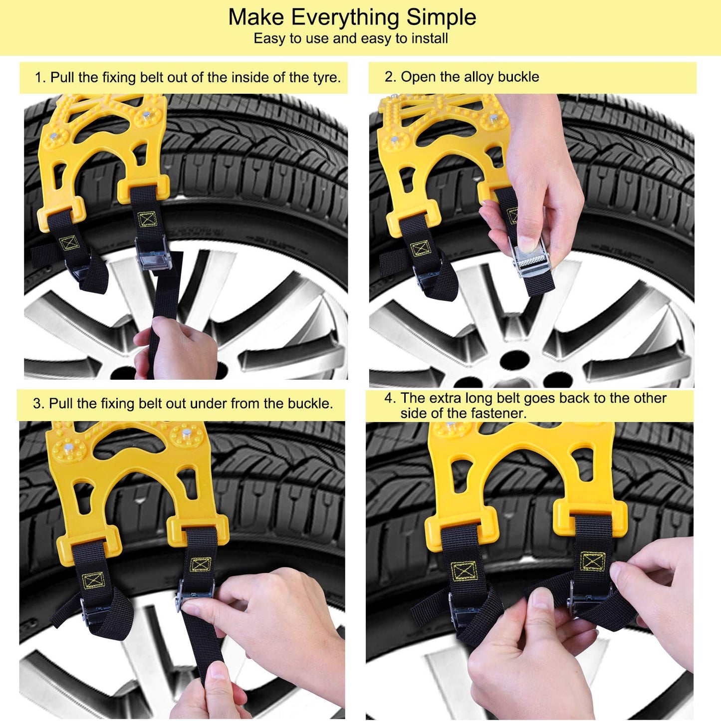 Oshotto Present Car 6 Pcs Tire Snow Chains with Heavy Quality, Suitable For General Anti-Skid Chains For All Cars