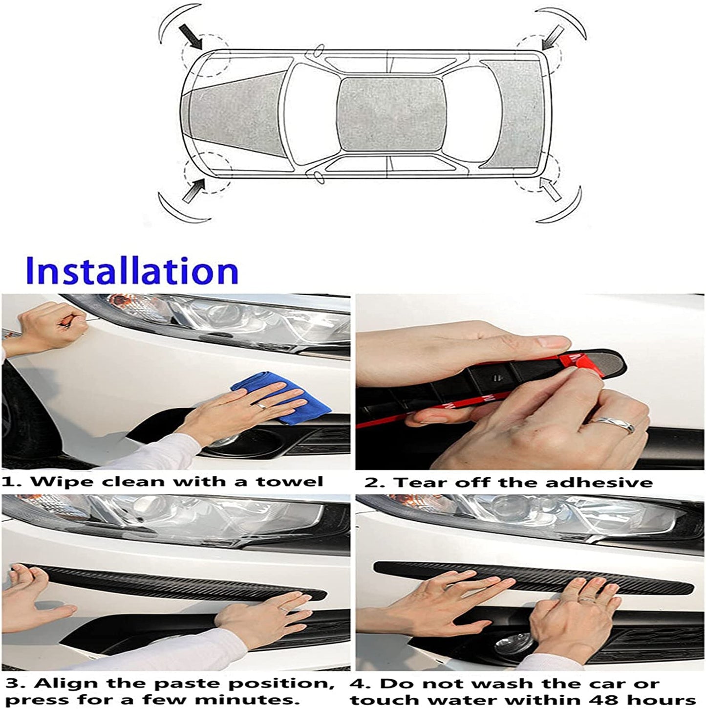 Oshotto (BP-03) Car Black Rubber Bumper Protector/Corner Molding for All Cars -(Set of 4 pcs)