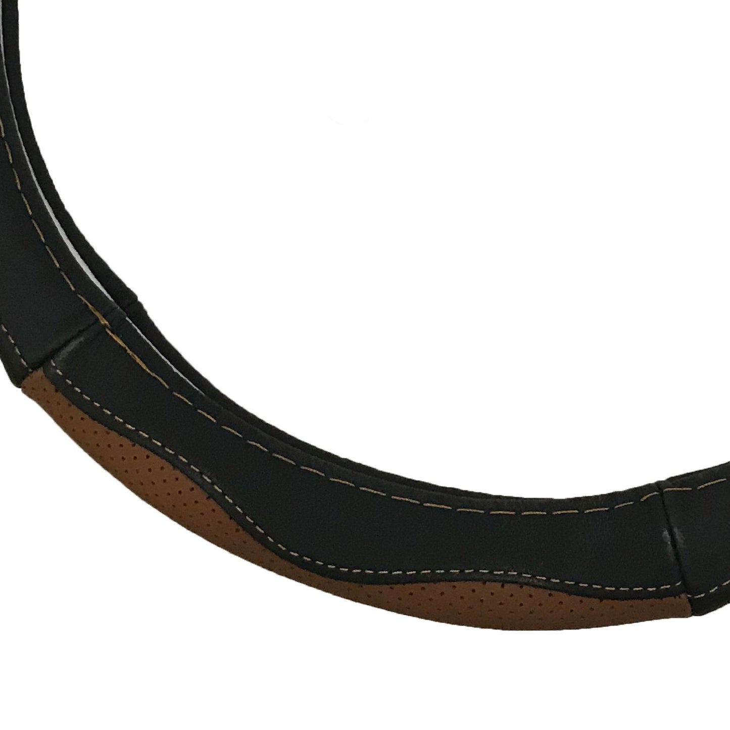 Oshotto SC-002 Leather Car Steering Cover (Black and Tan,Medium)