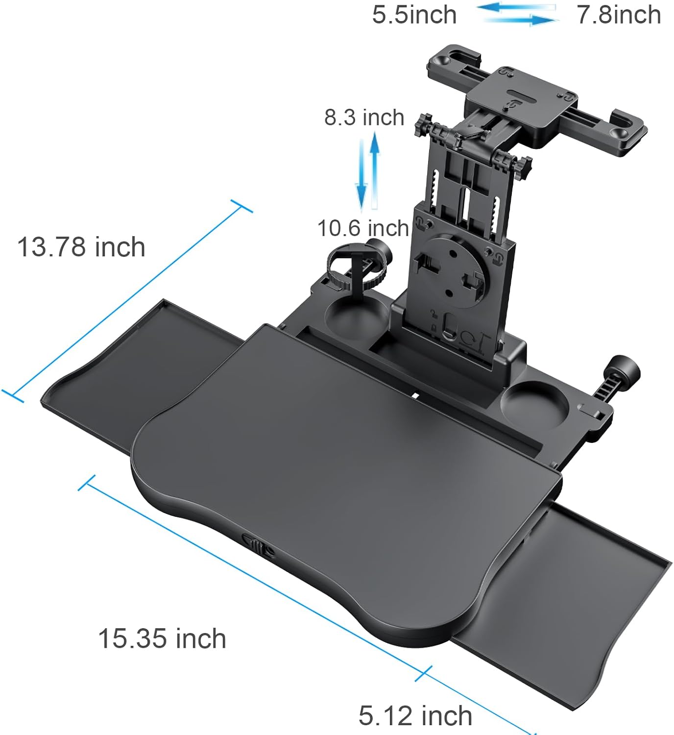 Oshotto (FT-10) Multifunctional Car Backseat Laptop and Food Tray Desk with Phone Holder, Cup Holder & Storage Drawers – Adjustable Foldable Car Table for Work, Travel & Dining