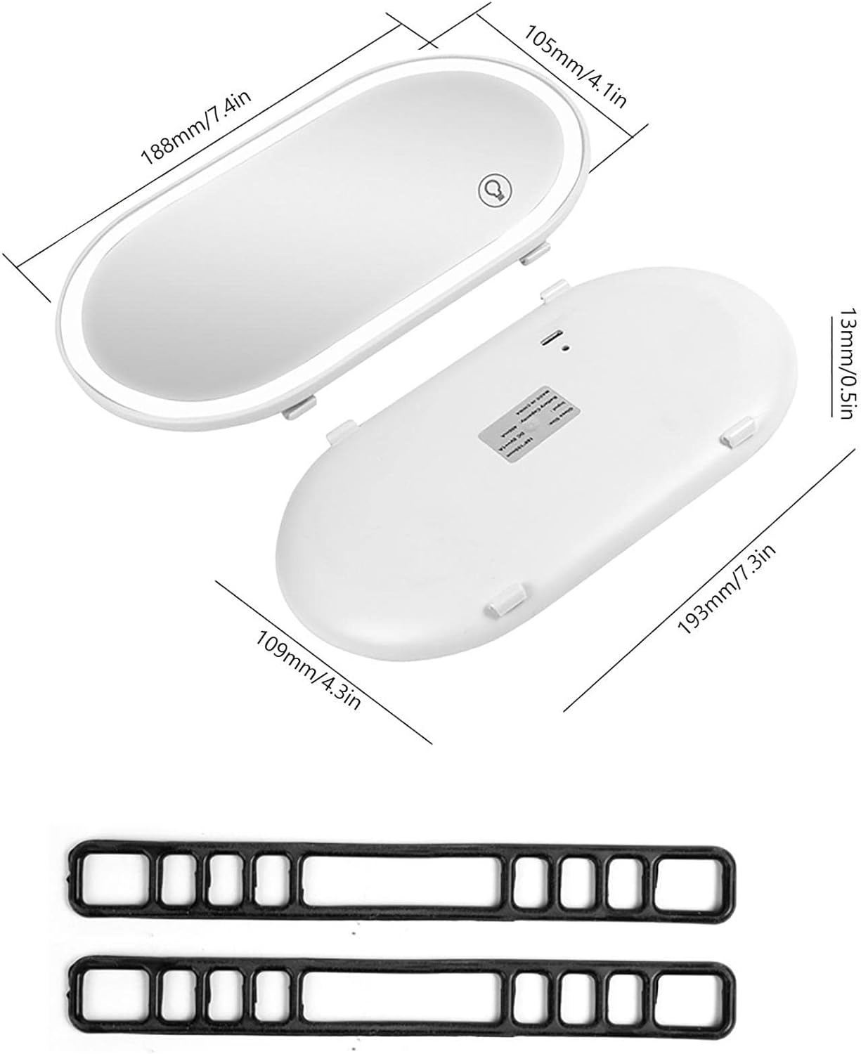 Oshotto Car Visor Vanity Mirror With Dimmable LED Lights Car Cosmetic Mirror With Built-in Battery Rechargeable Battery For All Cars (White)