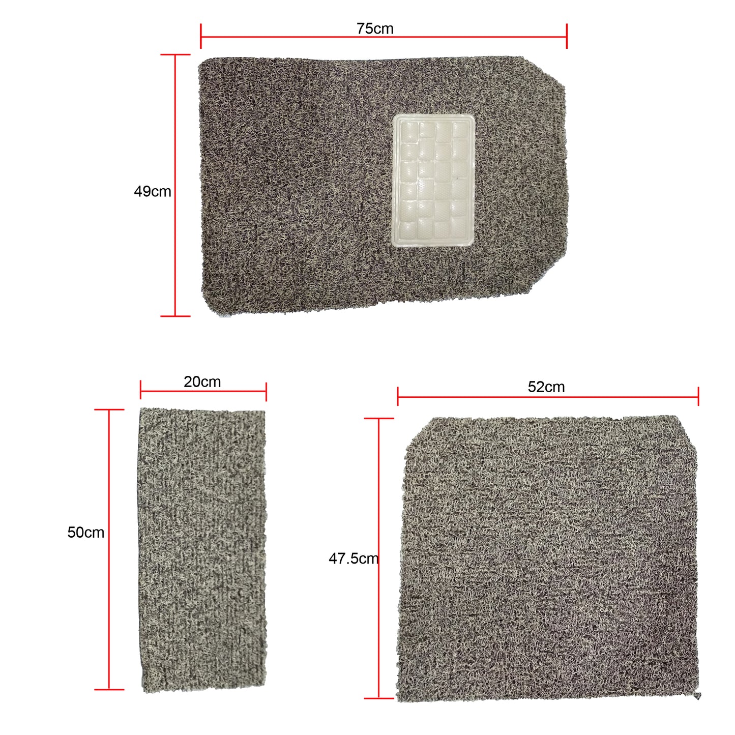 Oshotto Anti Skid Curly Noodle Grass 12mm Car Foot/Floor Mats for All Cars (Set of 5, Beige)