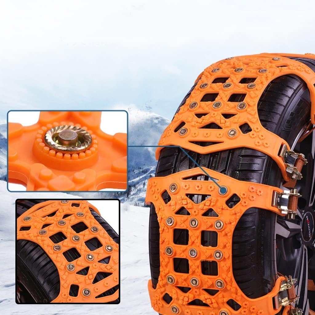 Oshotto Snow Chain Set for Tyre Anti Skid durable in Rough Terran/Mountain All Cars Tires (Orange, 6 Pcs set)