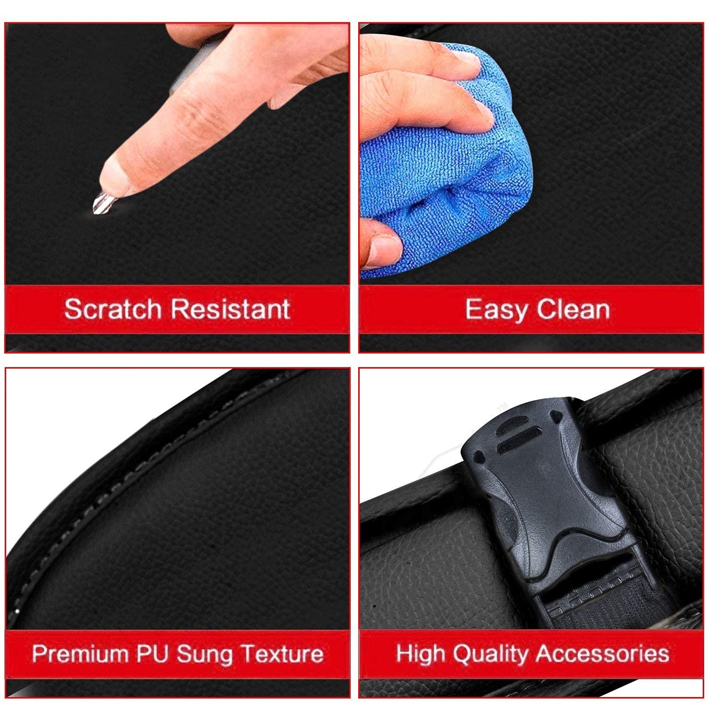 Oshotto Car Backseat Storage Organizer with Foldable Tray, Multi-Pocket for Bottles, Tissue Boxes Compatible with All Cars (Black)