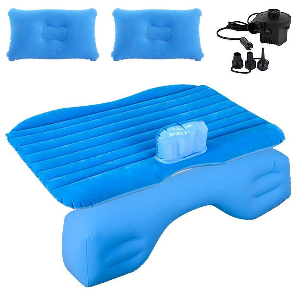 Oshotto Multifunctional Car Travel Inflatable Bed Mattress with Two Air Pillows, Car Air Pump and Repair kit for All Cars (Blue)
