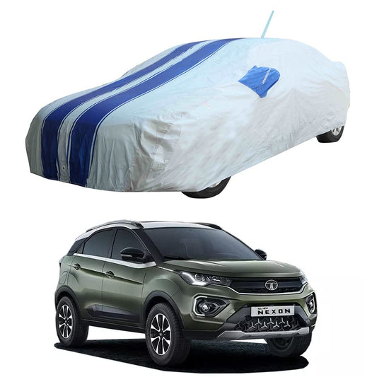 Oshotto 100% Blue dustproof and Water Resistant Car Body Cover with Mirror & Antenna Pockets For Tata Nexon