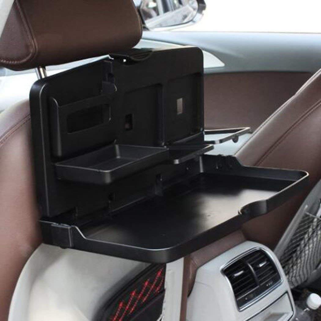 Oshotto (FT-02) Car Backseat Food Travel Dining Meal & Snack Tray & Cup Holder for All Cars (Black) - 1 Piece